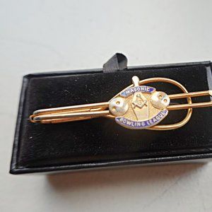 Vintage Masonic Fraternity Tie Bar- Masonic Bowling League- Collectible